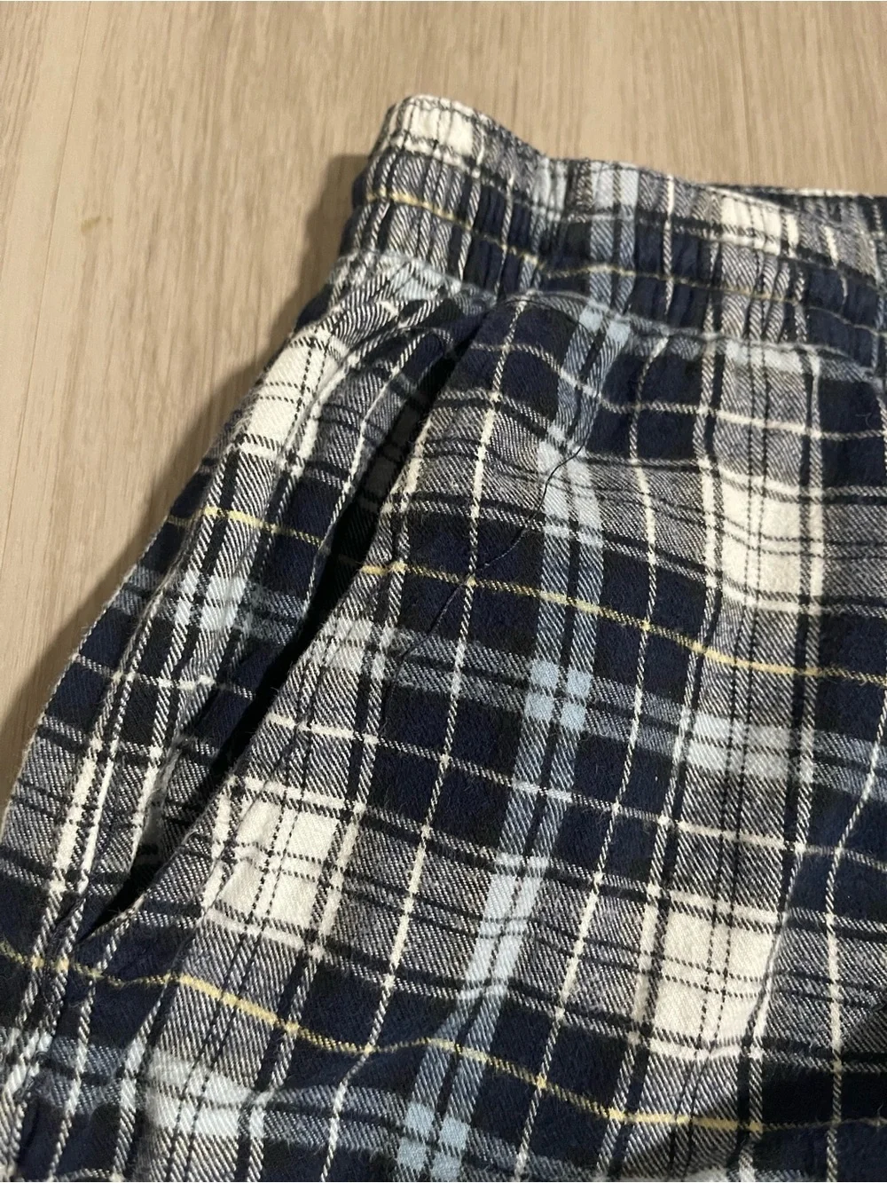 Men's Navy and White Plaid Lounge Pants